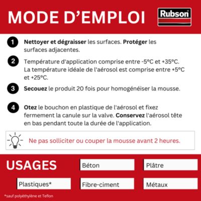 Mousse expansive Rubson Portes et Fenêtres aérosol 750ml