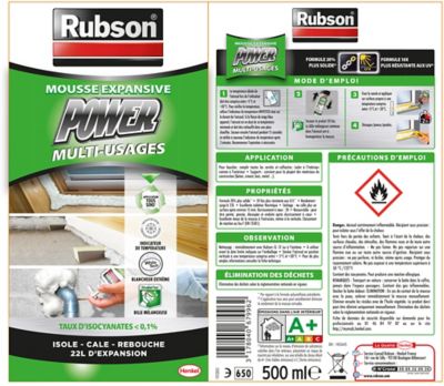 Rubson  Mousse Expansive Power Pure (aérosol de 500 ml) – Mousse