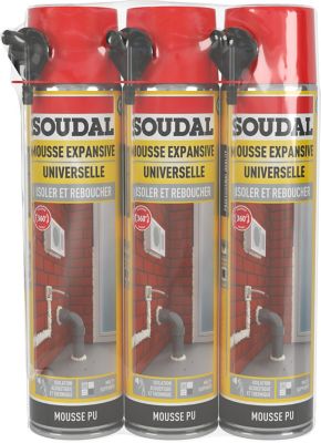 SOUDAL 11310 Bombe Mousse expansive 500 ML-Durcie et Comble  Rapidement-11310-SOUDAL, Blanc : : Bricolage