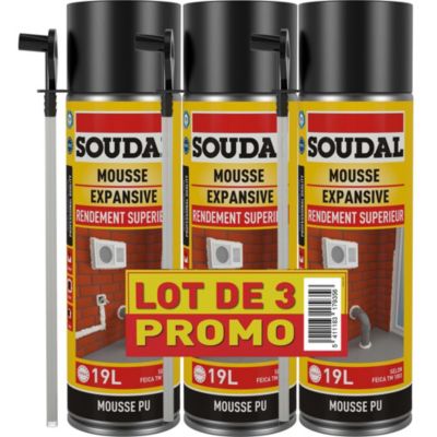 Mousse expansive Soudal jaune 3 x 500ml