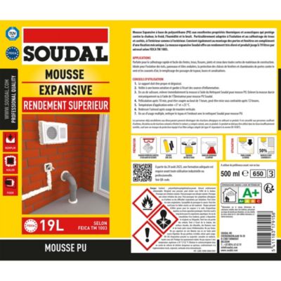 Mousse expansive Soudal jaune 3 x 500ml
