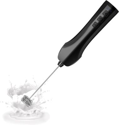 Mousseur à lait électrique portable pour café, lattes et cappuccinos  noir