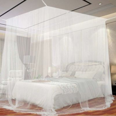 Moustiquaire blanche pour lit king size (190 x 210 x 240 cm), baldaquin intérieur et extérieur
