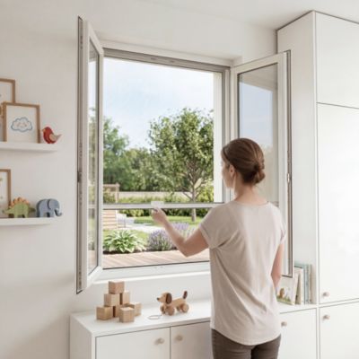 Moustiquaire de fenêtre enroulable en aluminium blanc Kocoon L.125 x h.150 cm