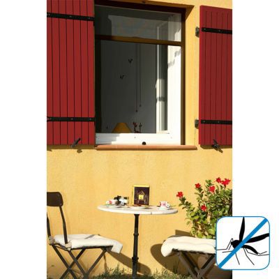 Moustiquaire de fenêtre enroulable en aluminium marron Kocoon 125 x h.150 cm
