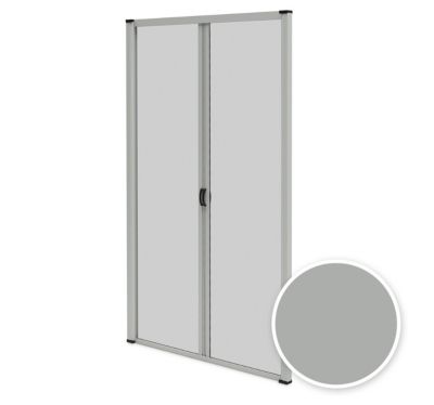Moustiquaire Double Porte Baie Vitrée - L240 x H230 cm - Alu Gris RAL7038 - Recoupable - Enroulable - Anti-insectes