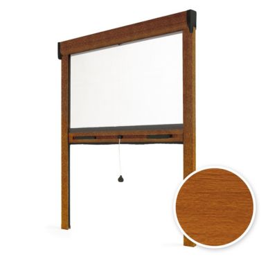 Moustiquaire Enroulable pour Fenêtre - L.125 x H.160cm Recoupable - Alu. Chêne Doré - Protection anti insectes