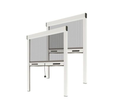 Moustiquaire Enroulable pour Fenêtre - L.80 x H.130cm Recoupable - Alu Blanc - Lot 2 Store Moustiquaire