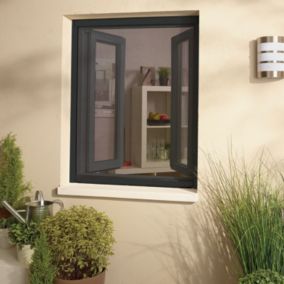 Moustiquaire enroulable recoupable en aluminium gris pour fenêtre H.160x L.160 cm Protecta