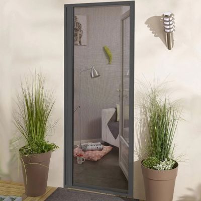 Moustiquaire enroulable recoupable latérale en aluminium gris pour porte H.220x L.160cm Protecta