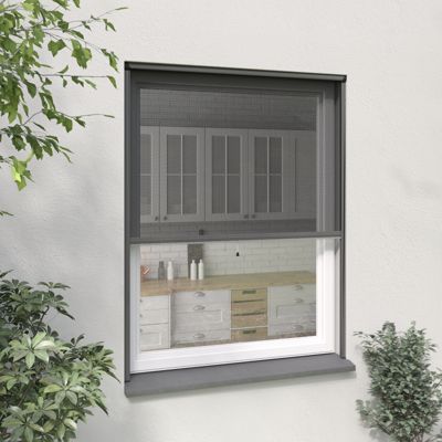 Moustiquaire enroulable verticale Alu Gris H 160 cm x L 180 cm