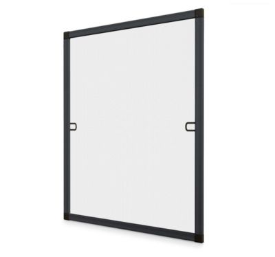 Moustiquaire fenêtre sans perçage - Cadre fixe aluminium gris anthracite - L.130 x H.150cm Recoupable - Toile Fibre de Verre