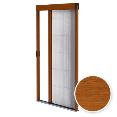 Moustiquaire pour porte - L.120 x H.240 cm - Alu. chêne doré - Store plissé anti insectes