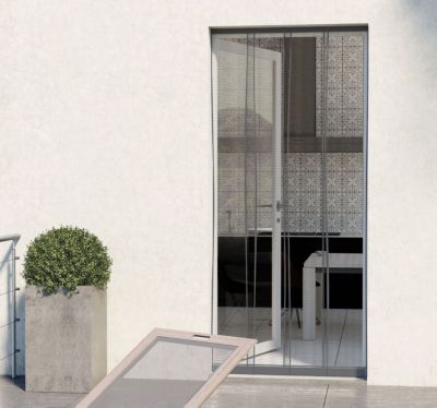 Moustiquaire Rideau de Porte Passages Intensifs - L.130 x H.230cm - Gris