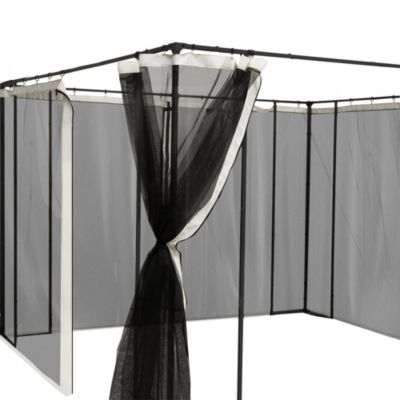 Moustiquaires pour tonnelle barnum 3 x 3 m - lot de 4 moustiquaires zippées + crochets d'attaches - polyester nylon