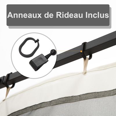 Moustiquaires pour tonnelle barnum 3 x 3 m - lot de 4 moustiquaires zippées + crochets d'attaches - polyester nylon