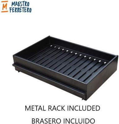 MOVELAR - Barbecue en Béton pour Bois/Charbon BENHADDOU PLUS avec Étagère et Grille (Gris Foncé - 178x70x262 cm)M01032 - Extérieur