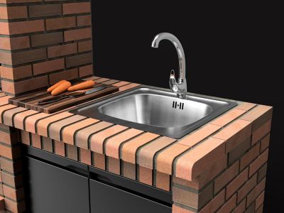 MOVELAR - Barbecue en Béton pour Bois/Charbon PACK 1 VOLTERRA - Cuisine Ext. (Gris/Terre Cuite - 250,5x70x213)M00899 - Extérieur