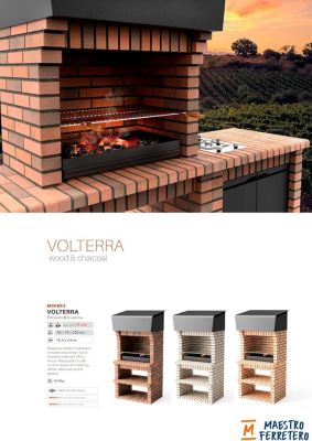 MOVELAR - Barbecue en Béton pour Bois/Charbon PACK 1 VOLTERRA - Cuisine Ext. (Gris/Terre Cuite - 250,5x70x213)M00899 - Extérieur