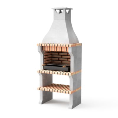MOVELAR - Barbecue préfabriqué à bois et charbon de bois AlcoaxL (Gris, Orange - 86,5x58x225 cm) REF : 3413/5 - Usage Extérieur