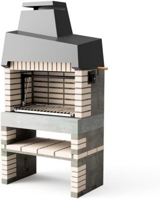 MOVELAR - Barbecue préfabriqué à bois et charbon de bois California PlusxL (Beige - 110x64x225 cm) REF : M00137 - Usage Extérieur