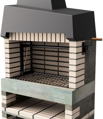 MOVELAR - Barbecue préfabriqué à bois et charbon de bois California PlusxL (Beige - 110x64x225 cm) REF : M00137 - Usage Extérieur