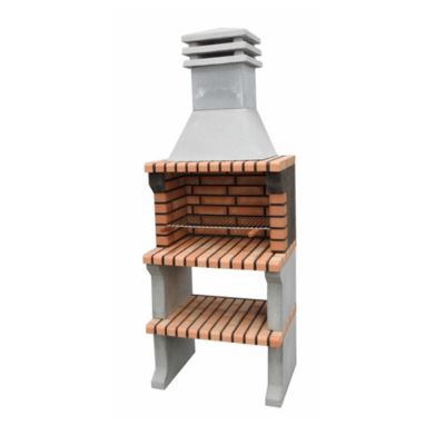 MOVELAR - Barbecue préfabriqué à bois et charbon de bois LizxL (Gris, Orange - 76x58x210 cm) REF : 3412/3 - Usage Extérieur