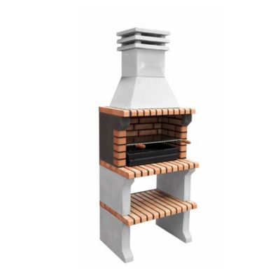 MOVELAR - Barbecue préfabriqué à bois et charbon de bois LizxL (Gris, Orange - 76x58x210 cm) REF : 3412/4 - Usage Extérieur