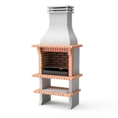 MOVELAR - Barbecue préfabriqué à bois et charbon de bois Madeira Plus (Gris, Orange - 110x70x250 cm) REF : 3719 - Extérieure