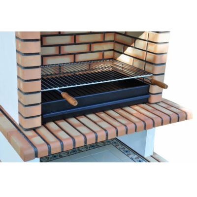 MOVELAR - Barbecue préfabriqué à bois et charbon de bois Madeira Plus (Gris, Orange - 110x70x250 cm) REF : 3719 - Extérieure