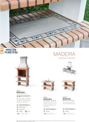 MOVELAR - Barbecue préfabriqué à bois et charbon de bois Madeira Plus (Gris, Orange - 110x70x250 cm) REF : 3719 - Extérieure