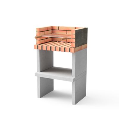 MOVELAR - Barbecue préfabriqué à bois et charbon de bois Niza/Zon Short Plus(Gris, Orange - 62x46x107cm)REF : M00045 - Extérieure