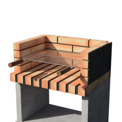 MOVELAR - Barbecue préfabriqué à bois et charbon de bois Niza/Zon Short Plus(Gris, Orange - 62x46x107cm)REF : M00045 - Extérieure