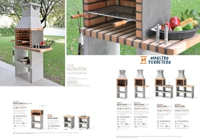 MOVELAR - Barbecue préfabriqué à bois et charbon de bois Niza/Zon Short Plus(Gris, Orange - 62x46x107cm)REF : M00045 - Extérieure