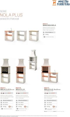 MOVELAR - Barbecue préfabriqué à bois et charbon de bois Nola Plus (Blanc, Orange - 70x47x221 cm) REF : M00138 - Usage Extérieur