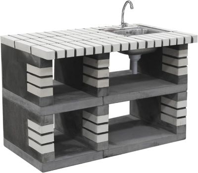 MOVELAR - Barbecue préfabriqué à bois et charbon de bois PACK 1 PAN AMERICA BEIGE ( 360x70x220 cm) REF : M00380 - Extérieure