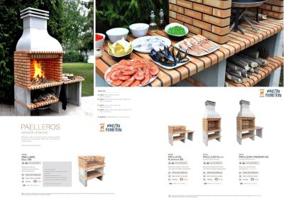 MOVELAR - Barbecue préfabriqué à bois et charbon de bois Paellero Grao 85 (Orange-100x70x120cm)REF : 3900 - Utilisation Extérieure