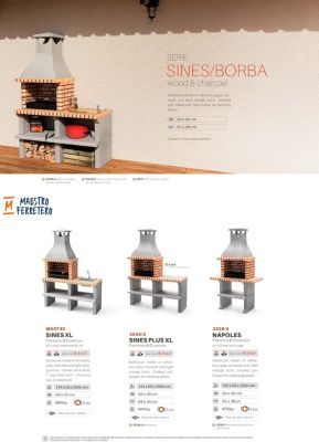 MOVELAR - Barbecue préfabriqué à bois et charbon de bois SinesxL (Gris, Orange - 144x58x200 cm) REF : 3530/3 - Usage Extérieur