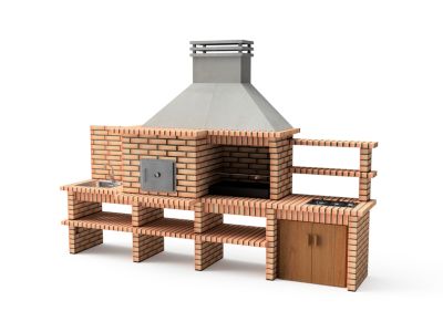 MOVELAR - Barbecue Préfabriqué à Bois et Charbon Luxor Royal Gourmet (Gris, Orange - 382x94x268 cm) REF : 3512/2 - Usage Extérieur