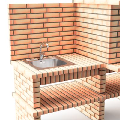 MOVELAR - Barbecue Préfabriqué à Bois et Charbon Luxor Royal Gourmet (Gris, Orange - 382x94x268 cm) REF : 3512/2 - Usage Extérieur