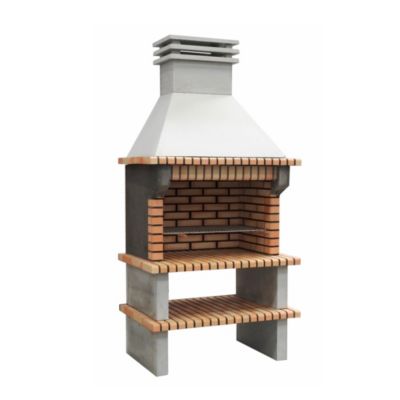 MOVELAR - Barbecue préfabriqué pour bois de chauffage et charbon de bois Paella (Gris, Orange - 120x80x255 cm) REF : 3490