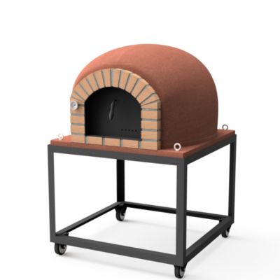 MOVELAR - Four à Bois d'Extérieur en Pierre Modèle STROMBOLI (Bordeaux- 100x100x157 cm). Four Réfractaire pour Pizzas et Grillades
