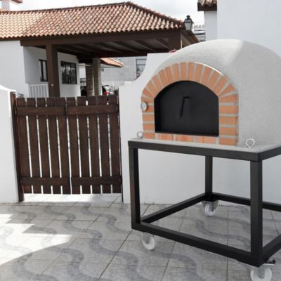 MOVELAR - Four à Bois d'Extérieur en Pierre Modèle STROMBOLI (Bordeaux- 100x100x157 cm). Four Réfractaire pour Pizzas et Grillades
