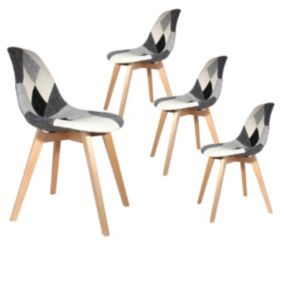 MOZAIK - Lot de 4 Chaises Scandinaves Noires et Blanches