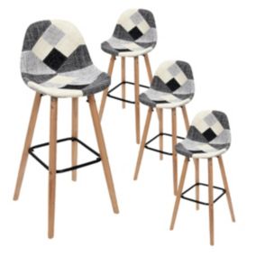 MOZAIK - Lot de 4 Tabourets Scandinaves Noirs et Blancs