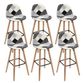 MOZAIK - Lot de 6 Tabourets Scandinaves Noirs et Blancs