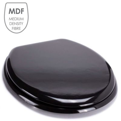 MSV Abattant WC MDF CLEO Noir Brillant  Charnières Inox