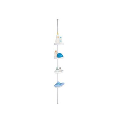 MSV Etagère de douche d'angle autoportée 125245cm Blanc telescopique  Sans perçage  4 tablettes