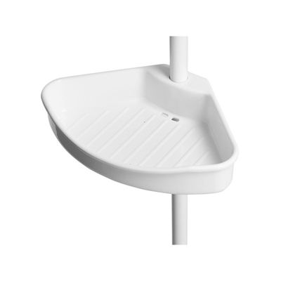 MSV Etagère de douche d'angle autoportée 125245cm Blanc telescopique  Sans perçage  4 tablettes