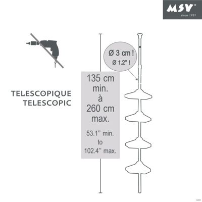 MSV Serviteur De Douche Plastique D'angle Blanc Telescopique